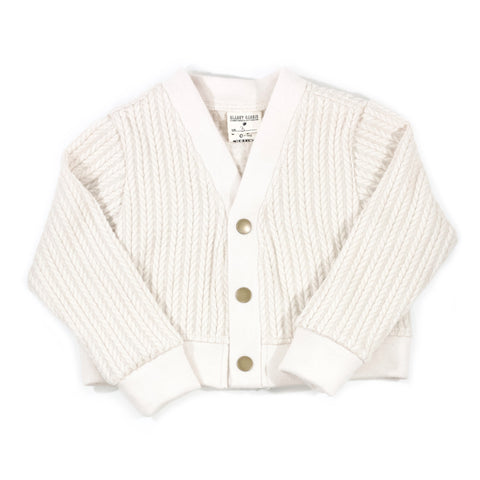 Beige Cabin Cropped Snap Cardigan