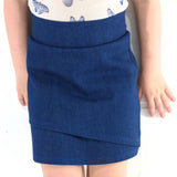 Stretch Denim Asymmetrical Fitted Skirt